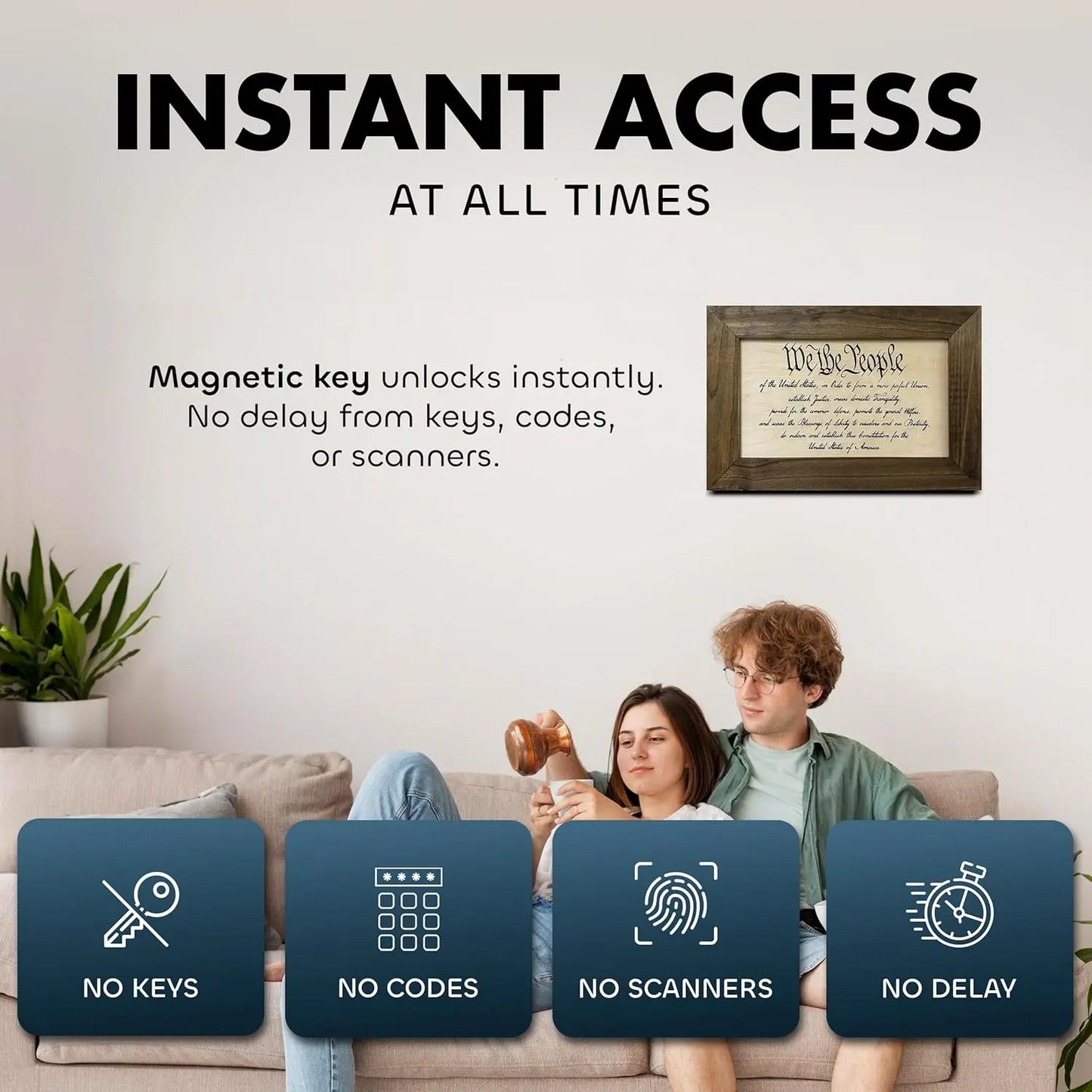 We The People Constitution Gun Concealment Furniture - Handcrafted Hidden Gun Storage Wall Decor - Hidden Safe Furniture with Magnetic Lock for Quick Access & Storage - Made in USA Bellewood Designs