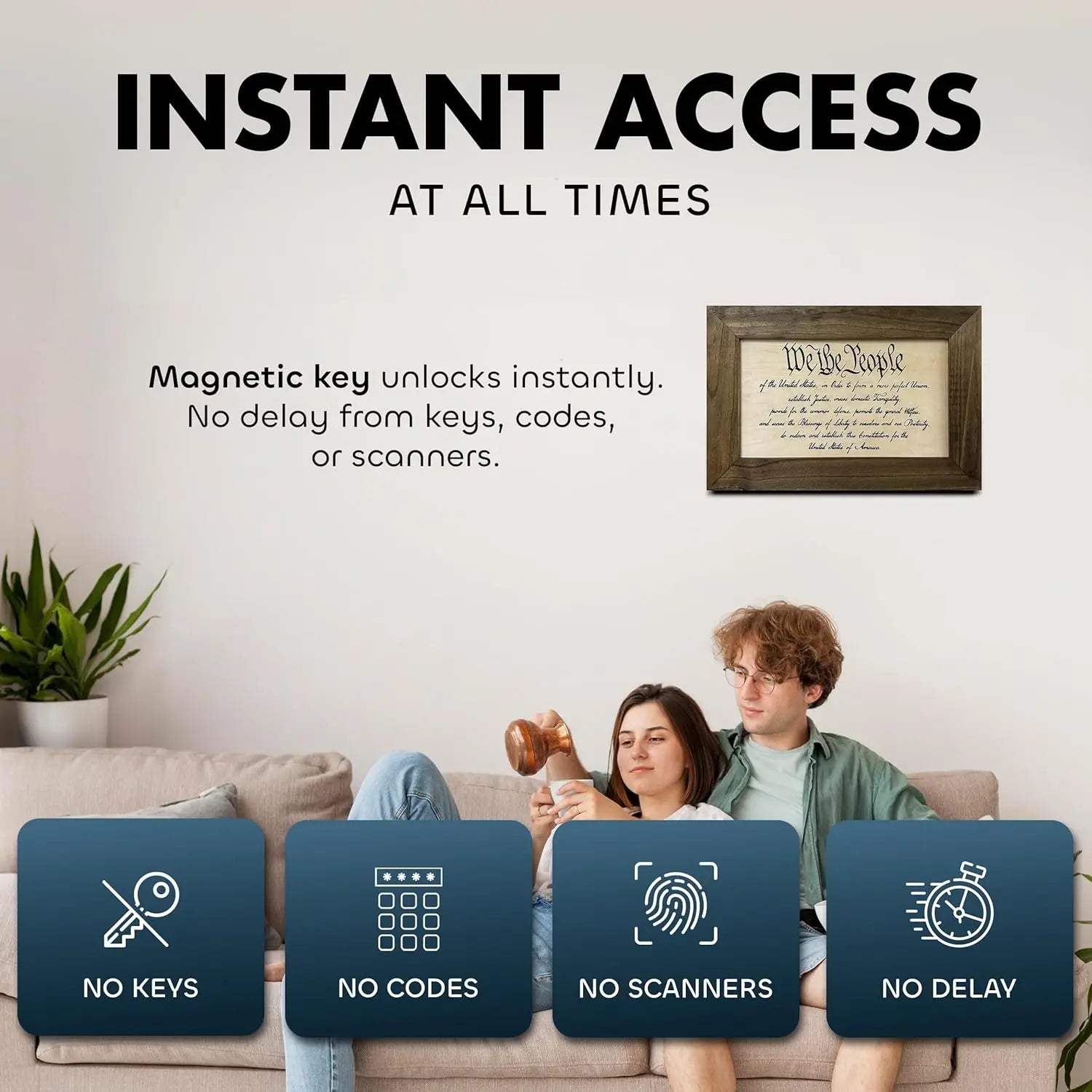 We The People Constitution Gun Concealment Furniture - Handcrafted Hidden Gun Storage Wall Decor - Hidden Safe Furniture with Magnetic Lock for Quick Access & Storage - Made in USA Bellewood Designs