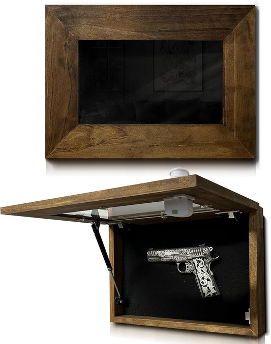 Wall Mounted Pistol Display Case - Handcrafted Gun Cabinet with Magnetic Lock for Secure Storage - Quick Access Gun Display Case with Mount & Customizable Foam Inserts - Made in USA