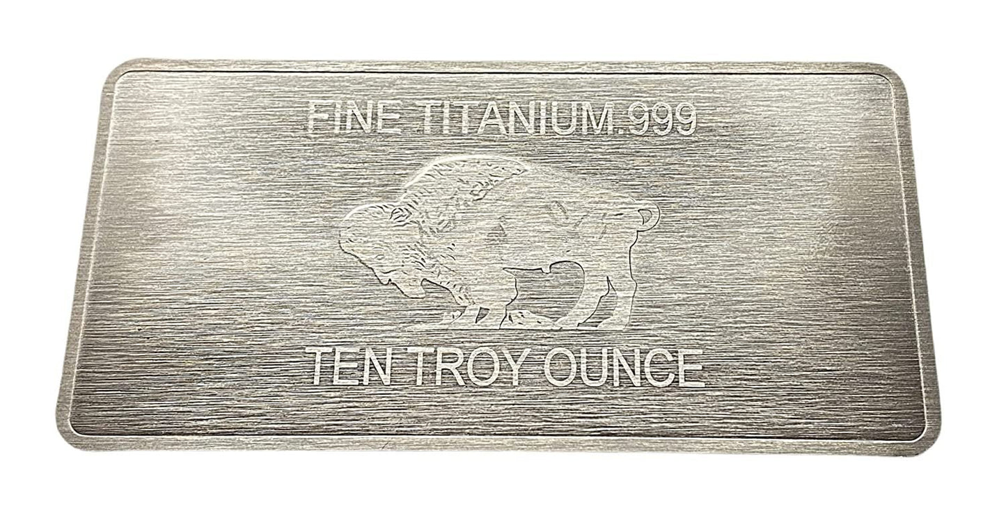 LOT OF 50 - 10 Ounce OZ 999 Fine Solid Titanium Precious Metal American Buffalo Bars