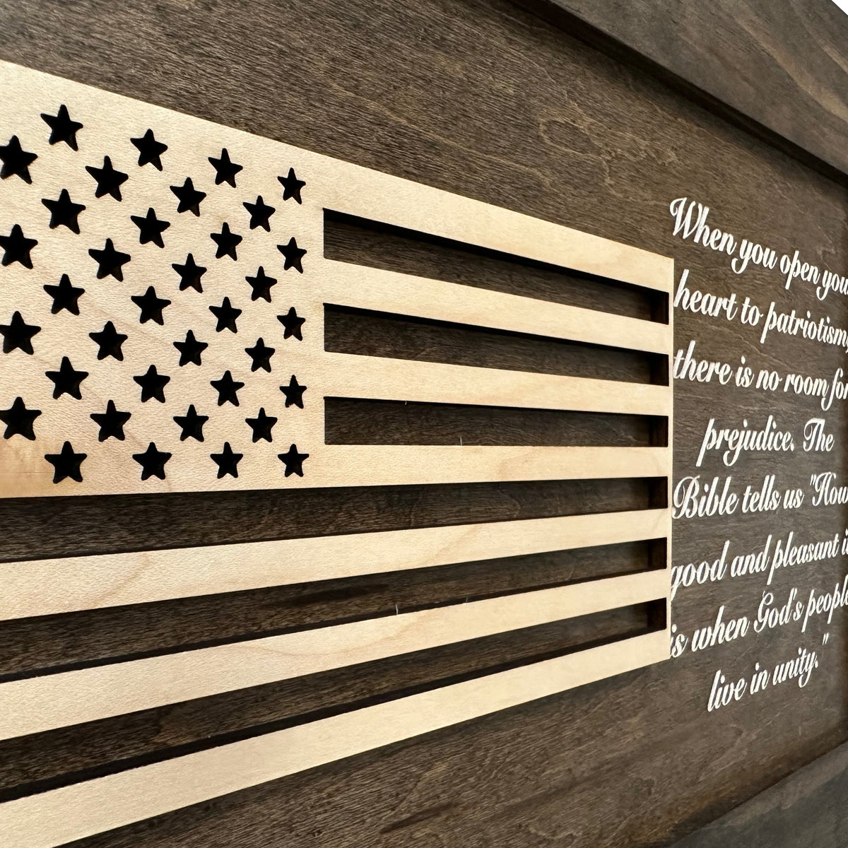 American Flag Patriot Hidden Gun Storage Secure Handgun Safe Concealment Furniture (Jacobean)