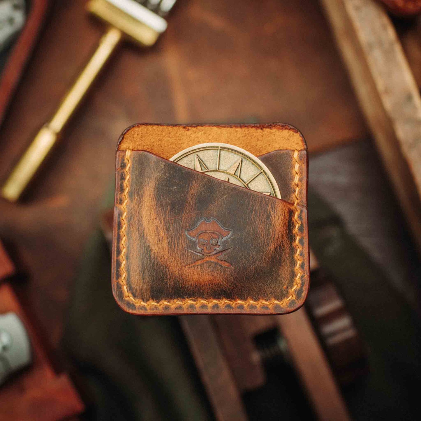 Double Coin Holder - Peso Pocket Duo | Challenge Coin Case | Handcrafted Leather