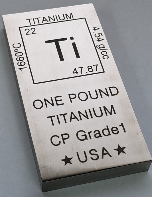 Titanium Bar - 1lb Laser Engraved .999 Pure Bullion Bar Chemistry Element Design Unique Rare Metal Gift for Teachers Students Paperweight