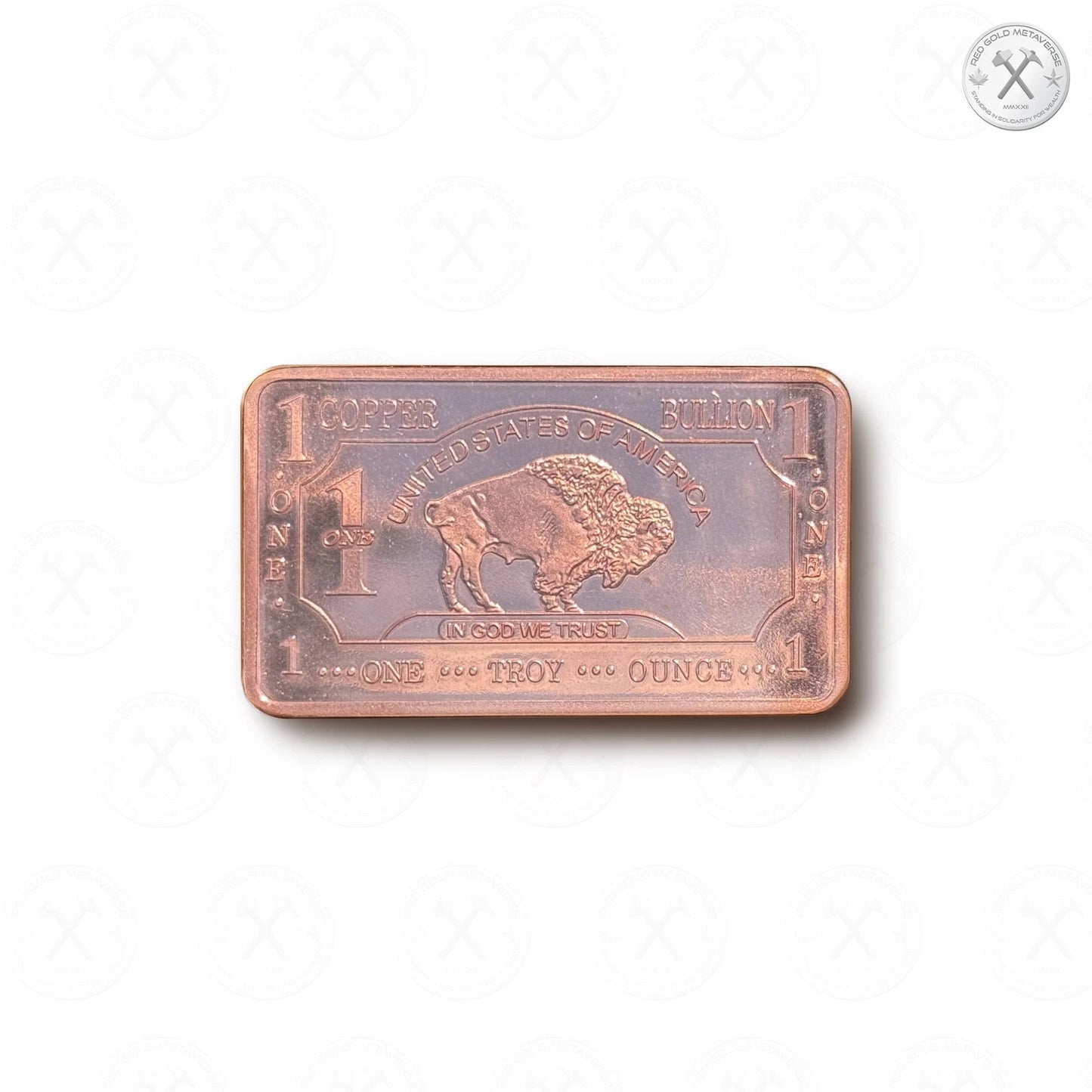 1 oz One Troy Ounce USA American Buffalo .999 Fine Copper Bar Ingot Cu Element - GOLD TESTING EQUIPMENT