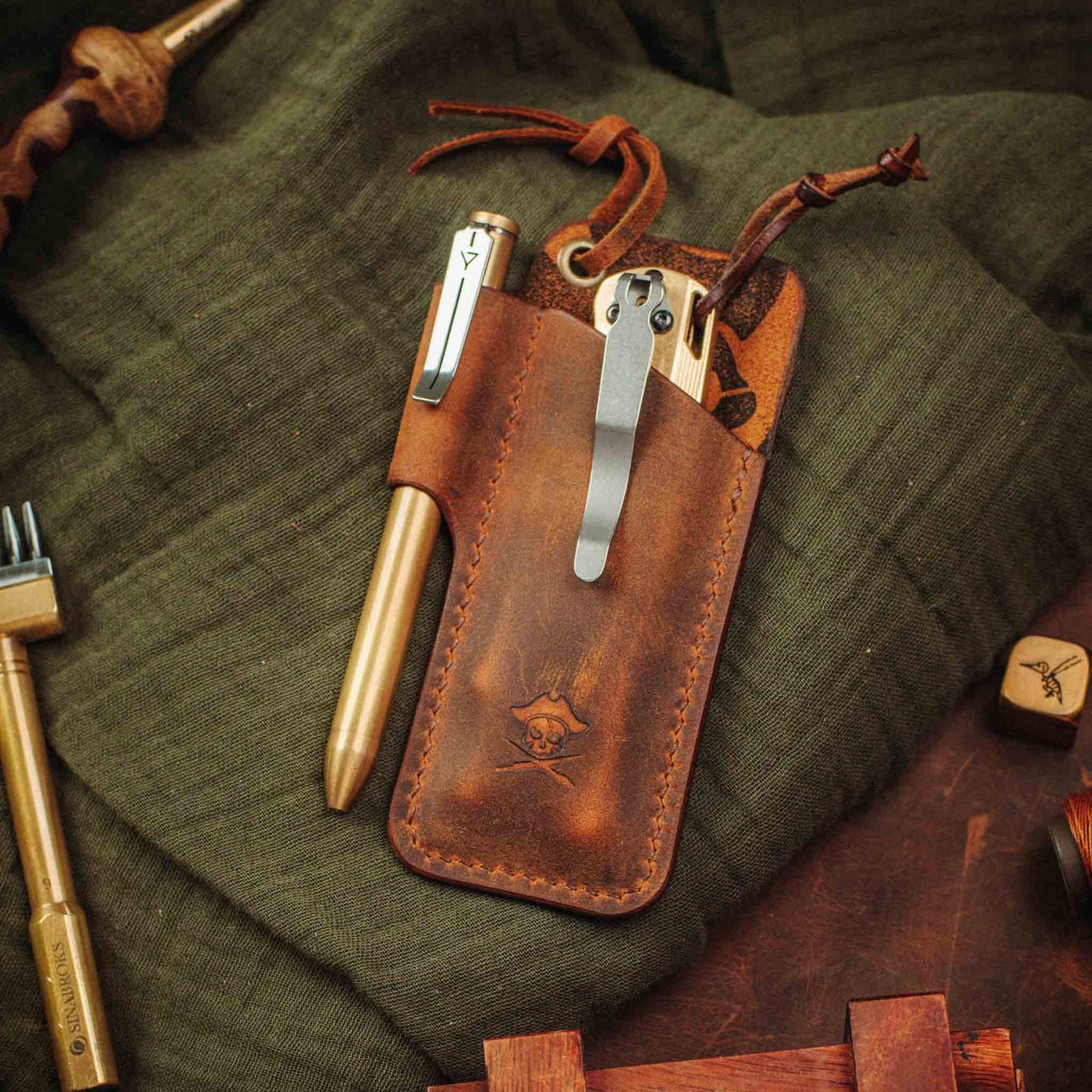 EDC Pocket Organizer - First Mate v3 | Leather Pocket Carrier Pirate Goods