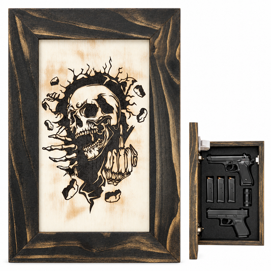 Skull Middle Finger Hidden Firearm Storage Furniture