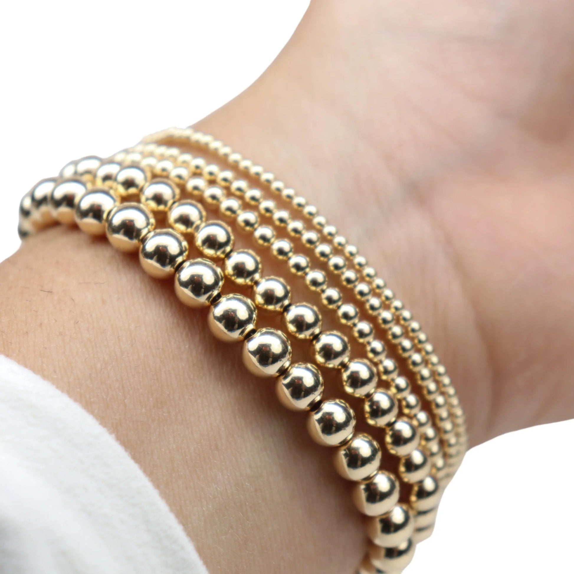 Stretchy Gold-Fill Beaded Bangle Bracelets, 14/20 Gold-Filled, 6.5" Diameter Pepetools