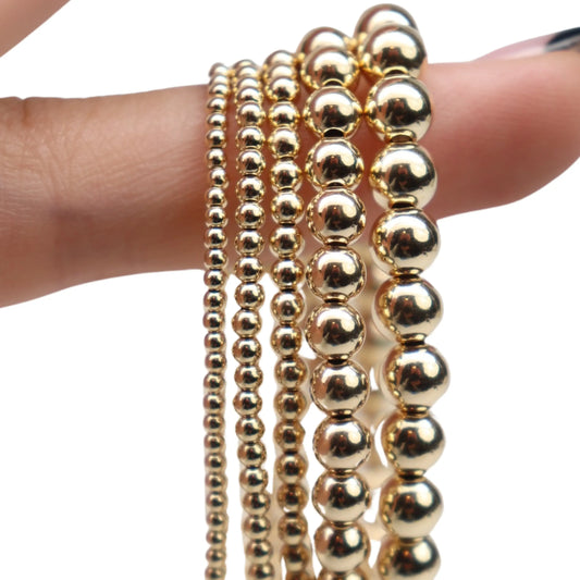 Stretchy Gold-Fill Beaded Bangle Bracelets, 14/20 Gold-Filled, 6.5" Diameter Pepetools