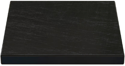 Front view of a black rectangular jewelry testing stone showcasing its flat surface against a white background