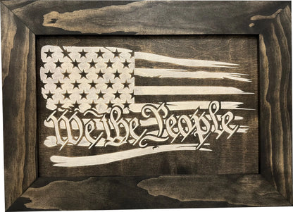 American Flag Gun Cabinet We The People Decorative and Secure Hidden Gun Safe (Black and White) Bellewood Designs