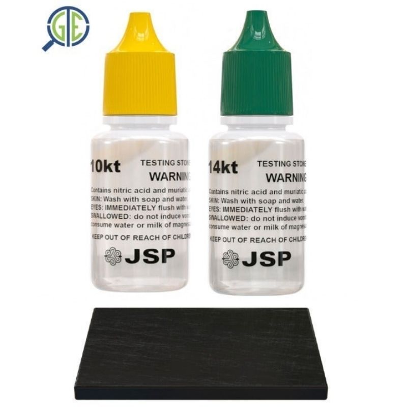 JSP Gold Jewelry Testing Acid 10k 14k Tester Kit + Scratch Stone Detect Precious Metals