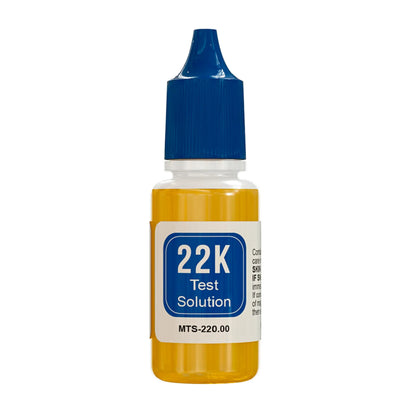 Front view of a 22K test solution bottle from the PuriTEST jewelry acid testing kit on a white background