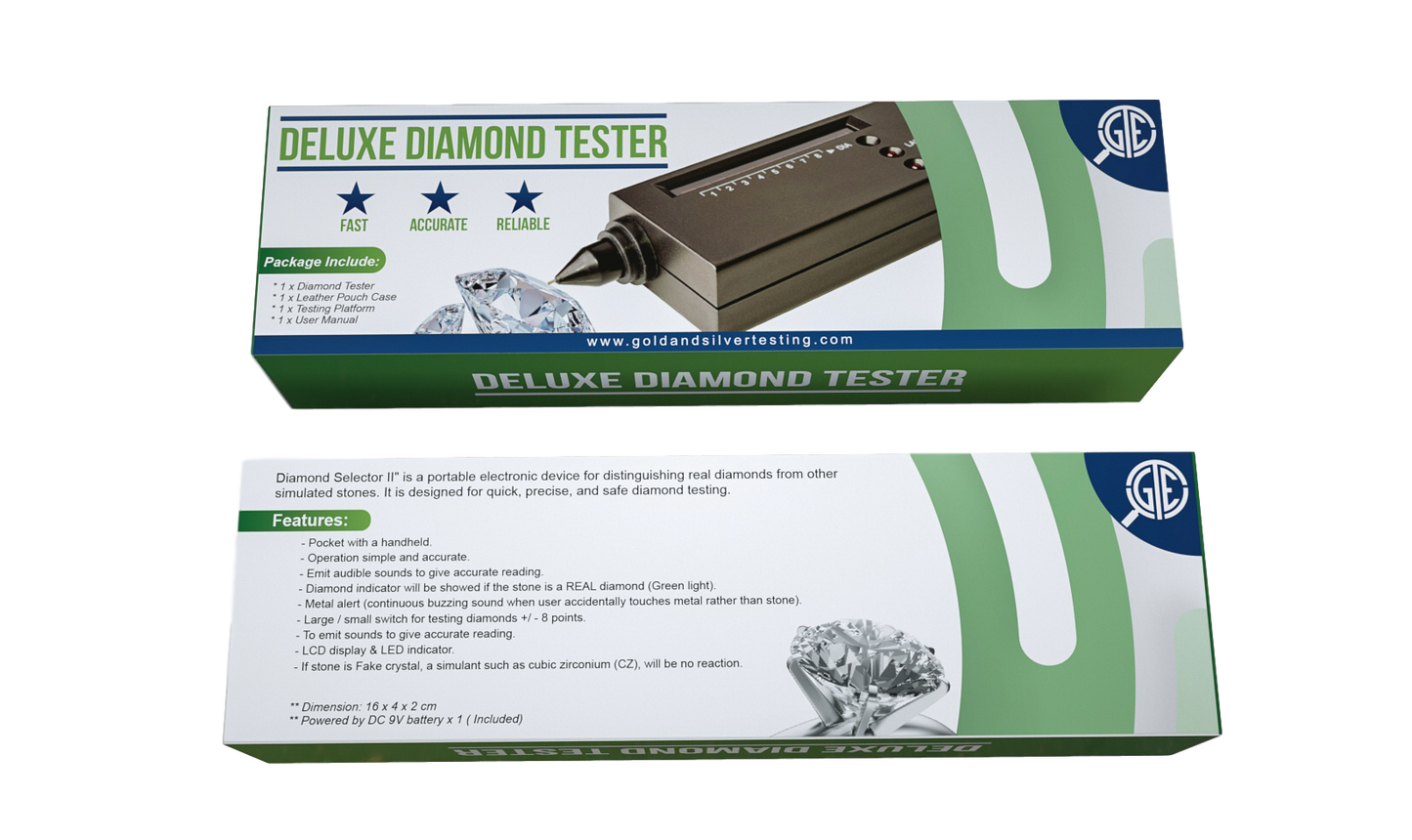 GTE Deluxe Diamond & Gemstone Analyzer Tester for Moissanites Stones Lab-created Simulants with Gauge