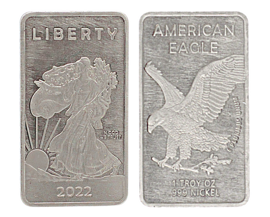 1 TROY OUNCE/OZ .999 Pure Metal Walking Liberty Eagle Nickel Bar Nickle Silver