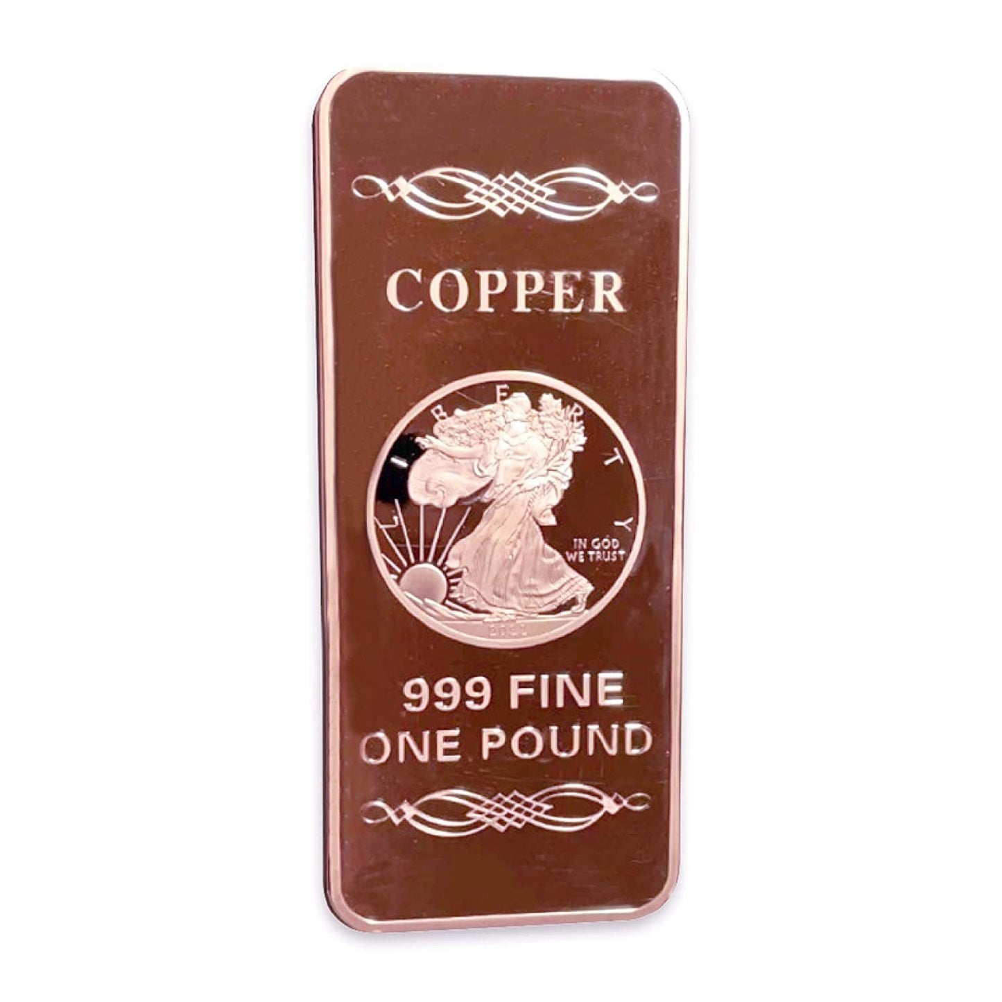 1 LB Troy Ounce/OZ .999 Pure American Metal Walking Liberty Eagle BAR Gold Copper Silver Precious Metals Pound Paperweight Pure Element CU Chemistry