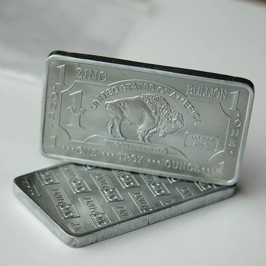 Metal Art Collection - 1 oz One Troy Ounce USA American Buffalo .999 Fine Zinc Bullion Bar Zn Element