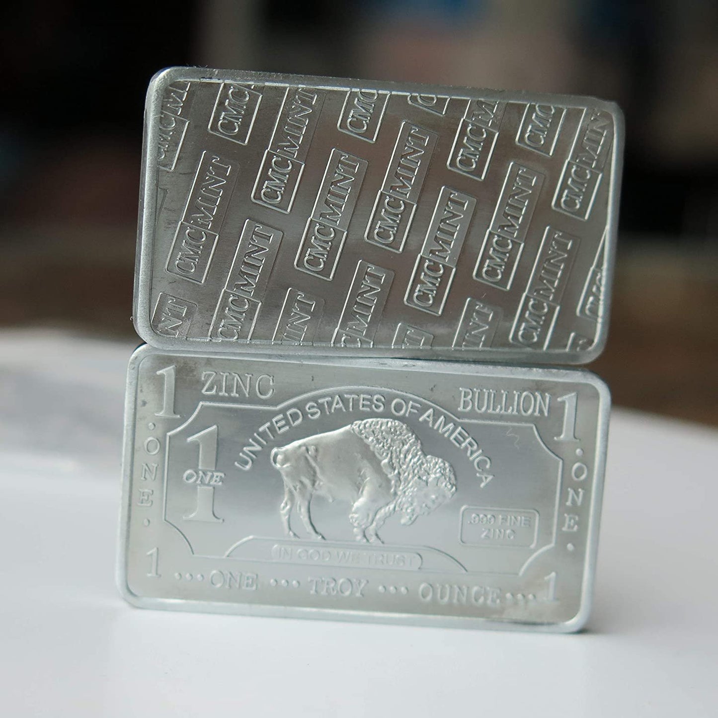 Metal Art Collection - 1 oz One Troy Ounce USA American Buffalo .999 Fine Zinc Bullion Bar Zn Element