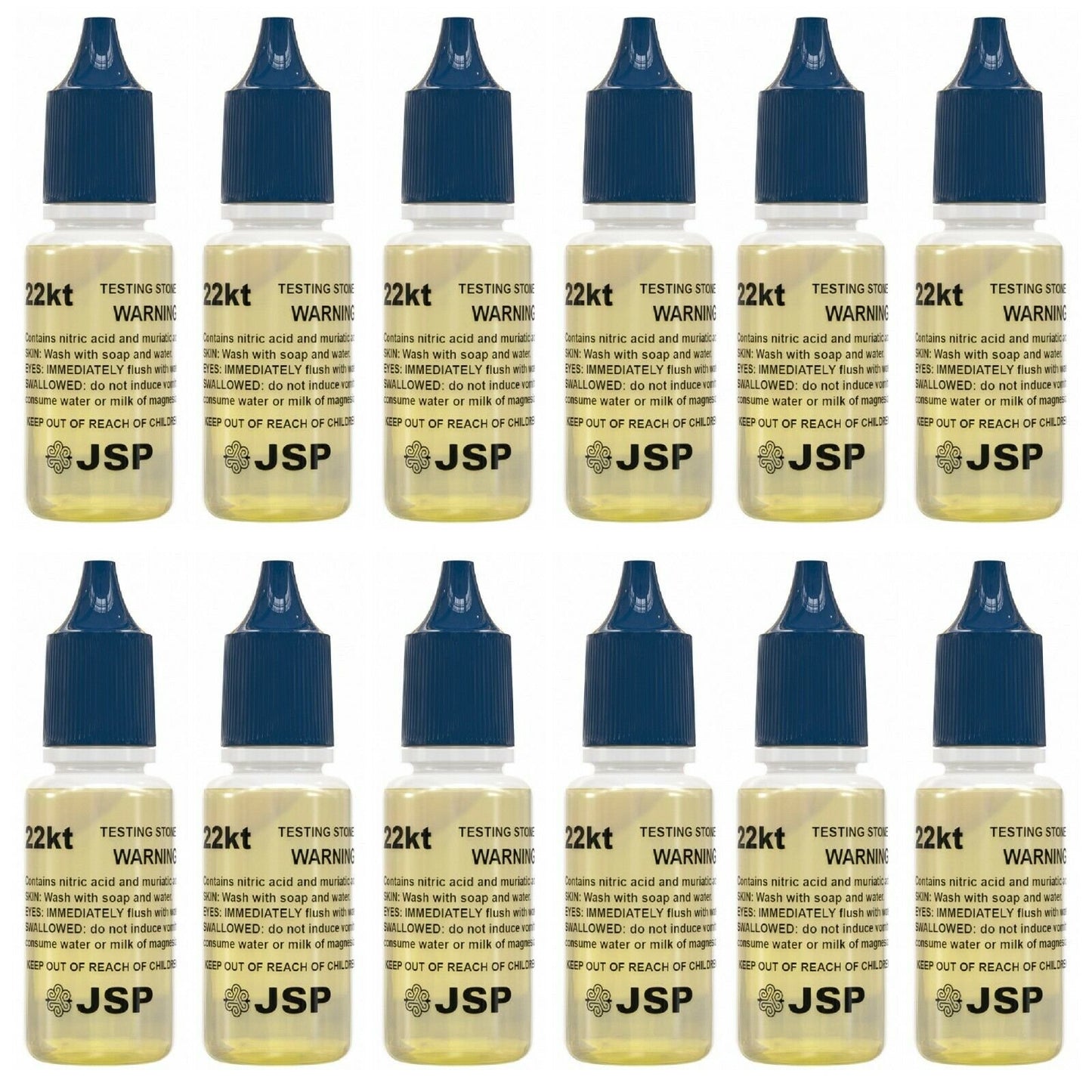 24 JSP Gold Test Bottles - 12 of 10K and 12 of 22K Acid Karat Testing Solution Jewelry Tester for Metals