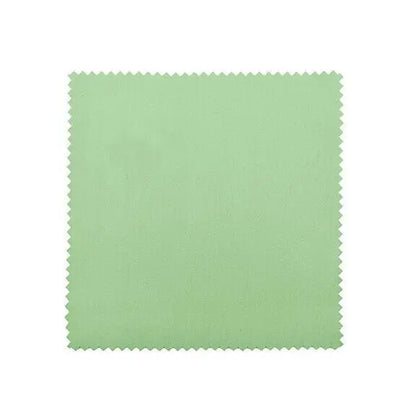 Front view of a green square cloth shown flat on a white background