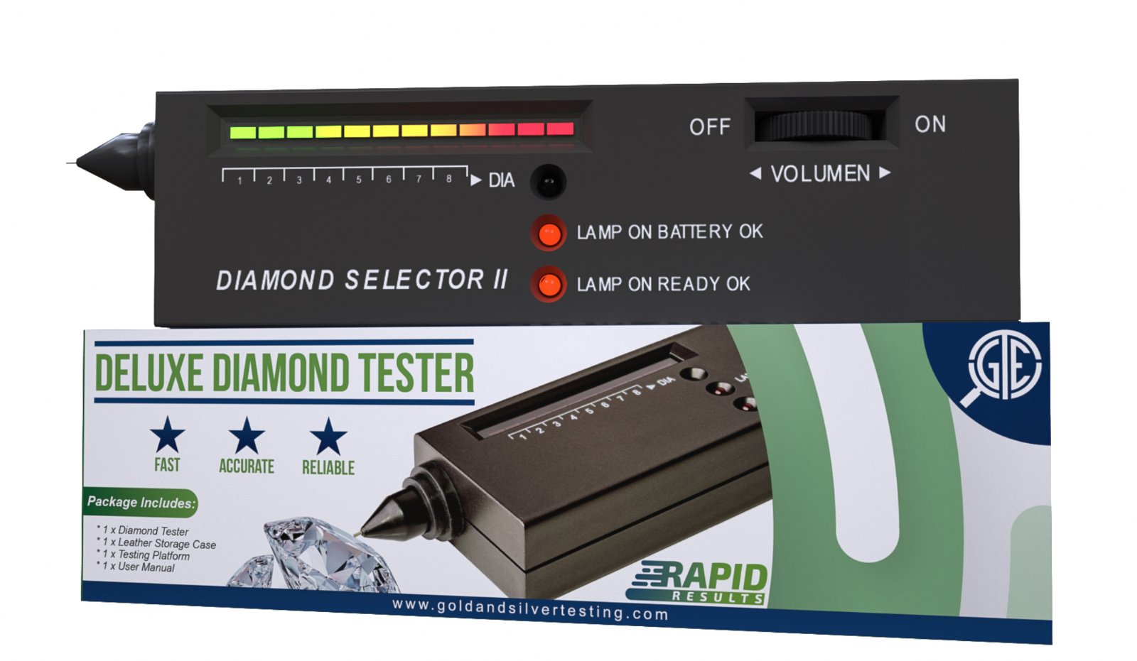 GTE Gold Silver Diamond Tester Selector Gemstone Jewelers Testing Kit