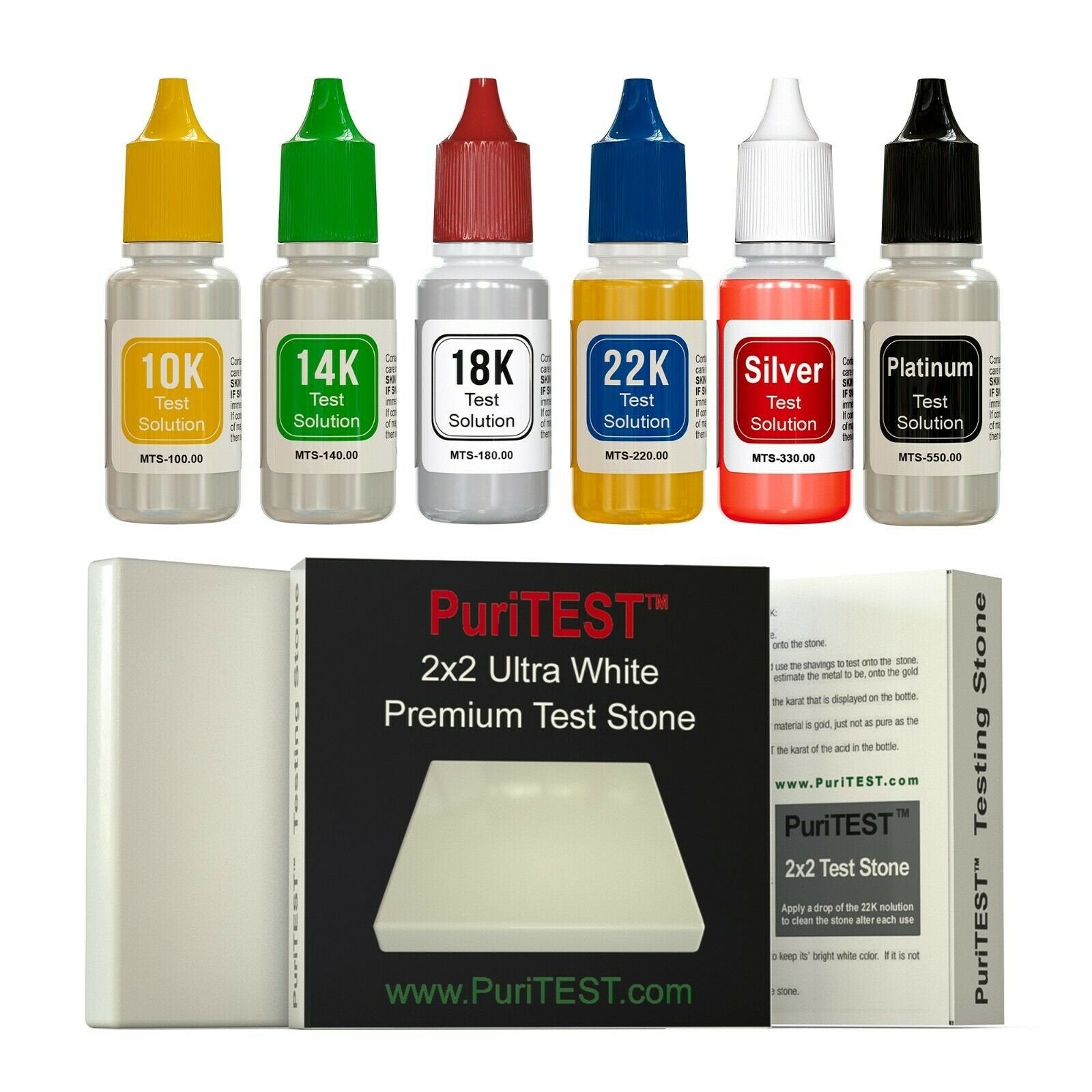 PuriTEST Gold Silver Test Kit 10K 14K 18K 22K Platinum Jewelry 24K Scr ...