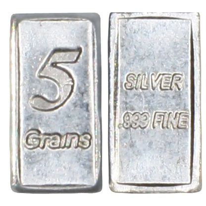 Front view of two silver bars marked 3 Grams and SILVER 999 FINE on a white background