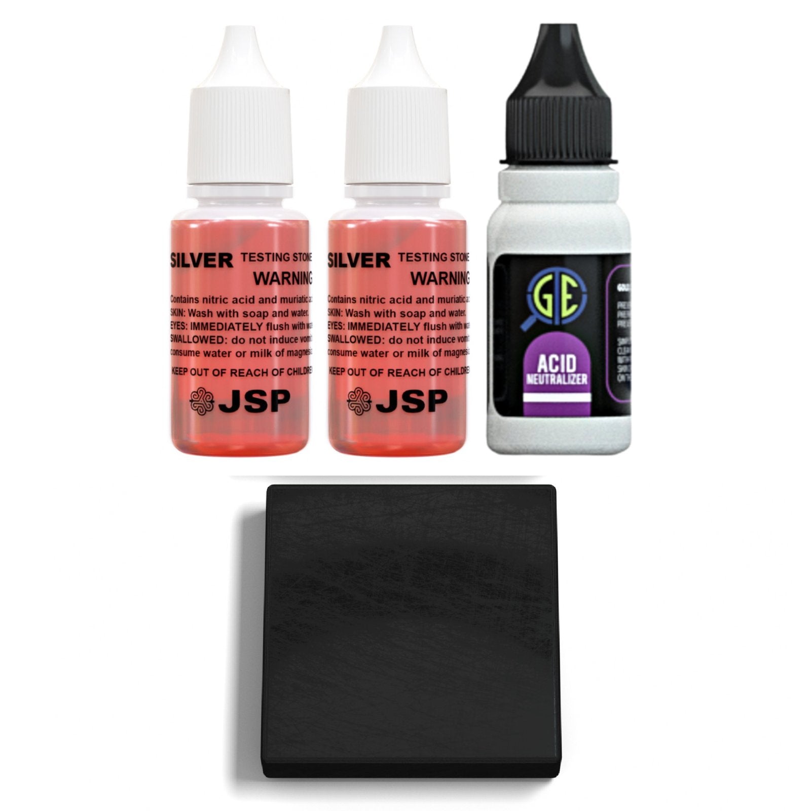 Gold & Silver Testing Kit – Acid Neutralizer Bottle & Scratch Stone Cleaner