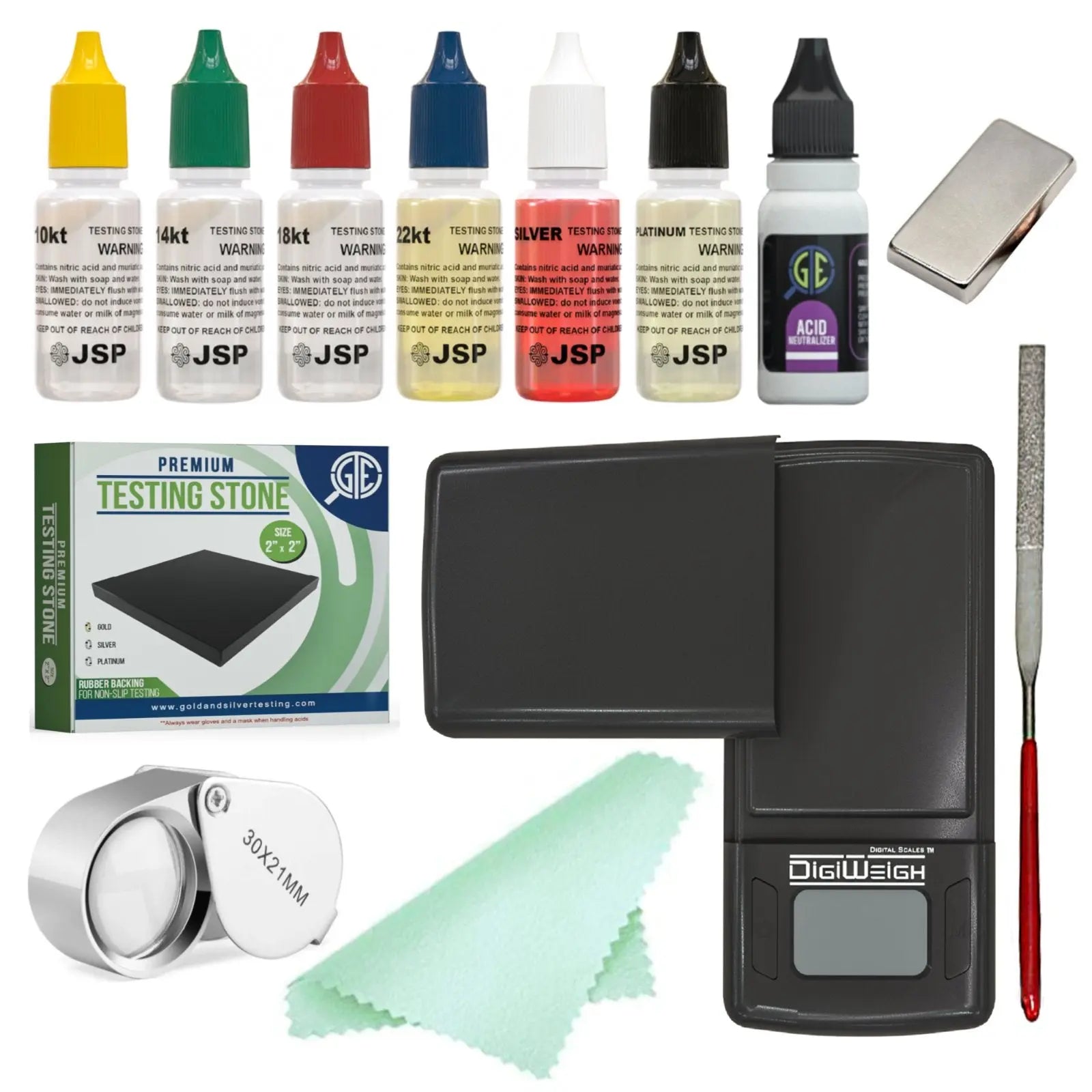 Scale Test Kit Electronic Scale & Gold Silver Platinum Acid Test Kit with Earth Magnet ...