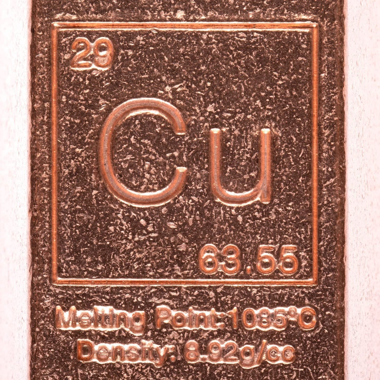 1 Pound Copper Bullion Bar Ingot Paperweight - 999 Pure Chemistry Element Design with Certificate of Authenticity