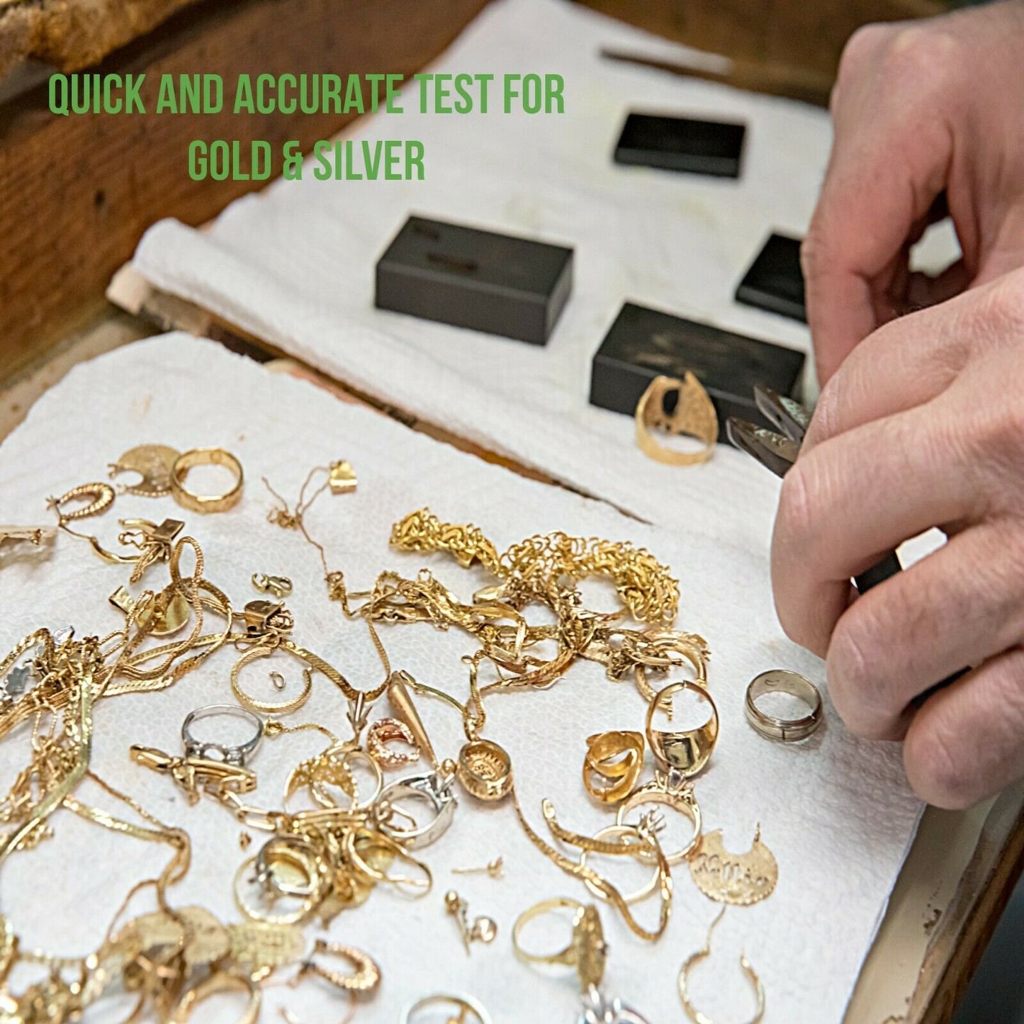 Gold Test Acid 10K 14K 18K 22K 24K Silver Platinum Jewelry Precious Metals Tester Stone Storage Box Kit Jeweler's File w/ 30X Magnifier Loupe