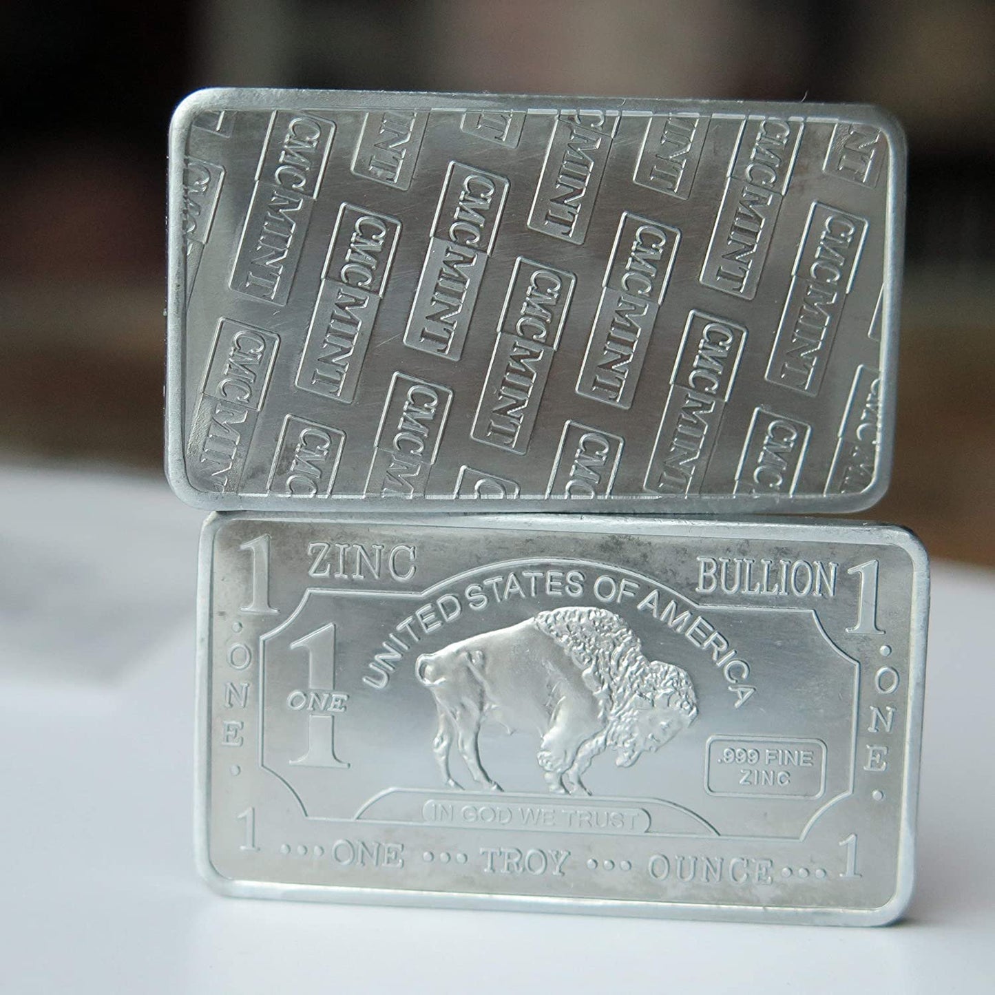 Metal Art Collection - 1 oz One Troy Ounce USA American Buffalo .999 Fine Zinc Bullion Bar Zn Element