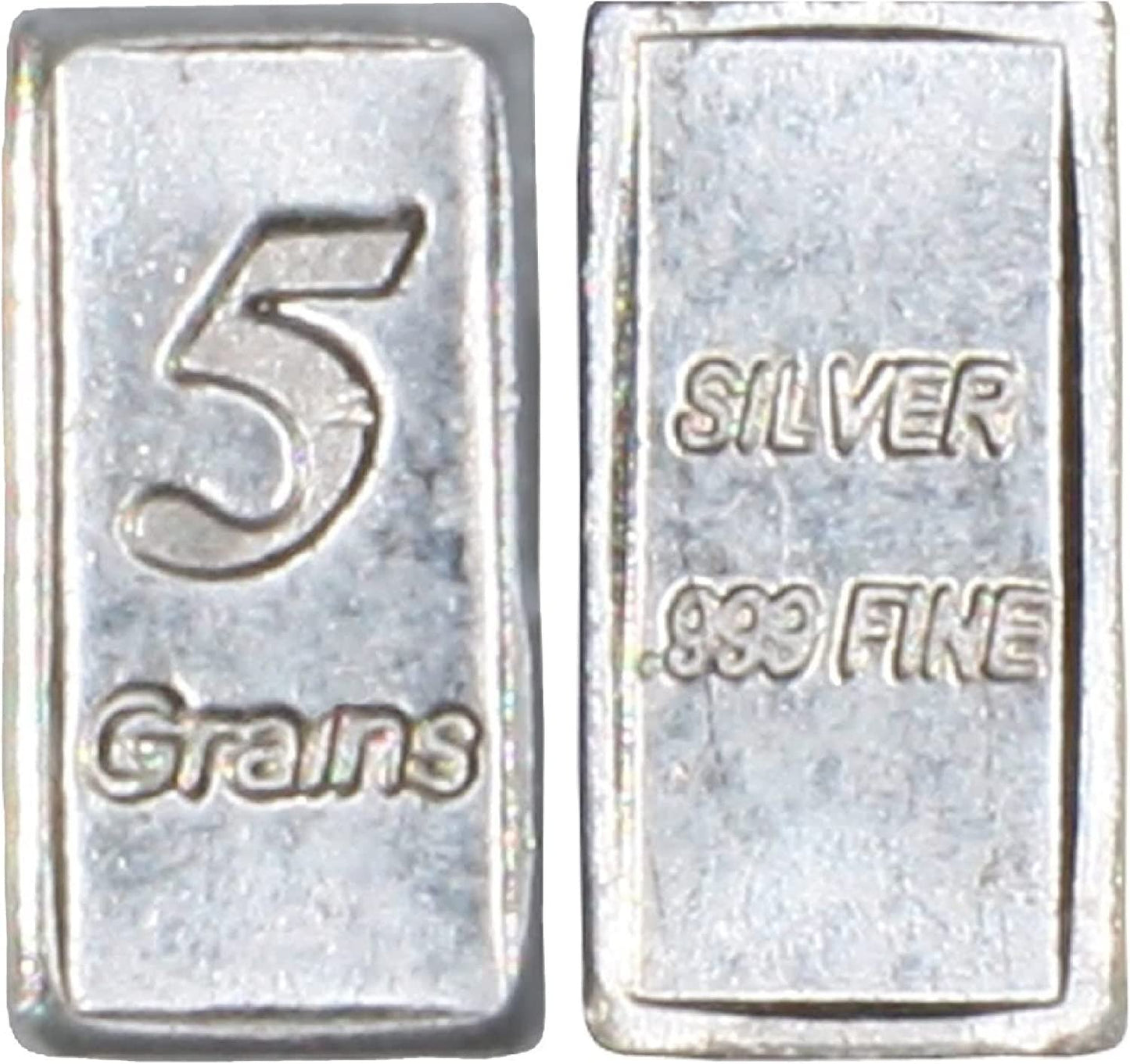 Lot of 5-5 Grain Solid Silver .999 Pure Fine Bars Precious Metals 1 Gram of Silver in Total