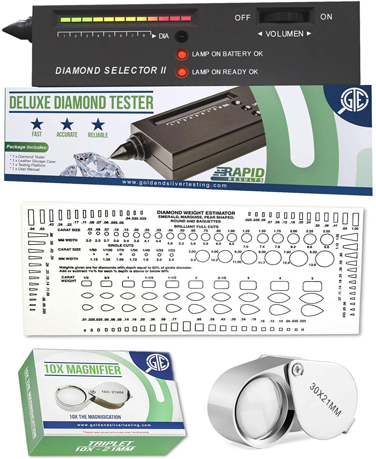 Diamond Testing Chain Purity Testing Kit for Diamonds Gemstones Moissanites Gold Silver and ...