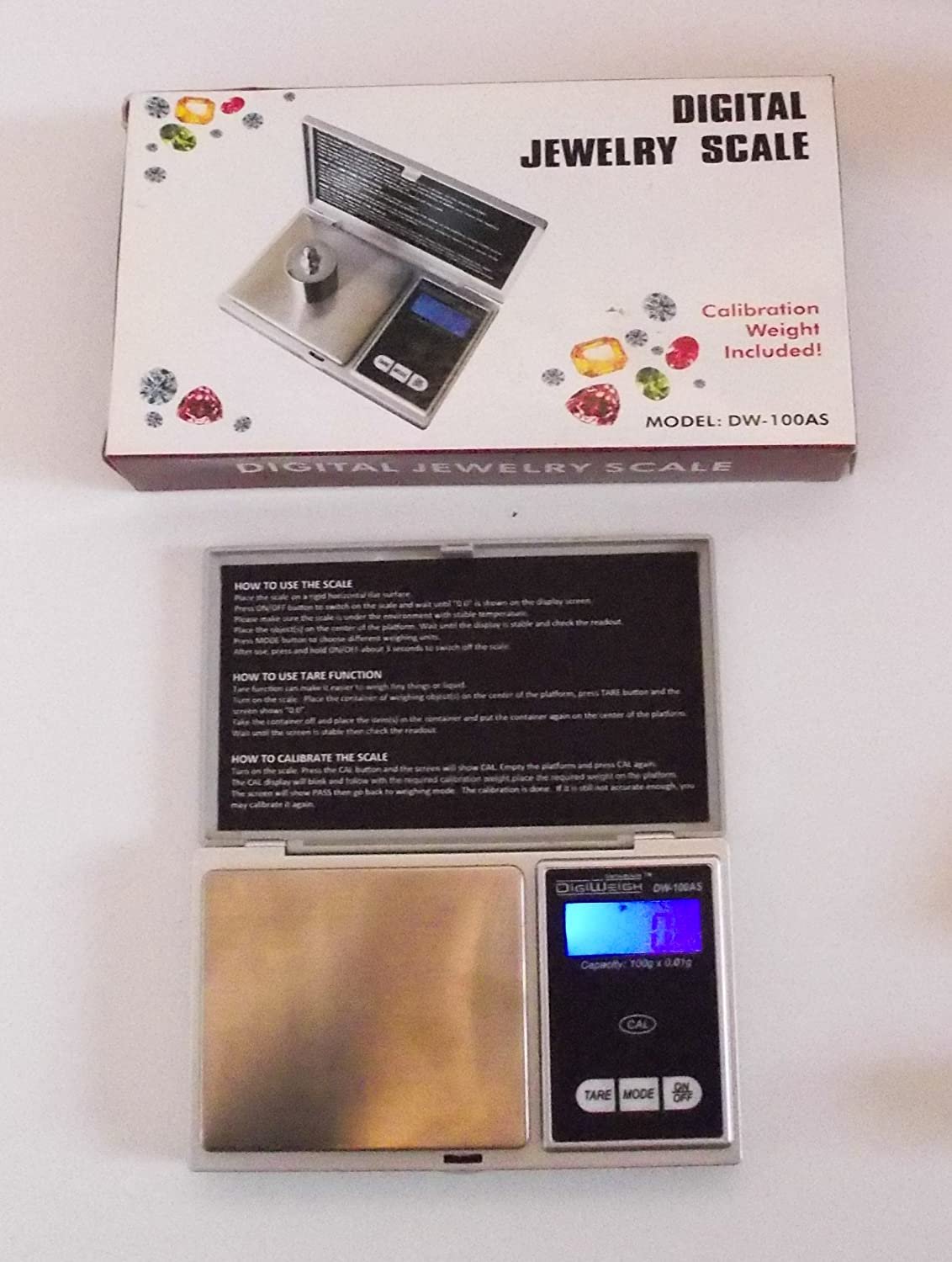DigiWeigh DW-100AS Pocket Digital Scale – 100g x 0.01g | Precision Jewelry & Gem Scale for Gold, Gems, Reloading, Coins, Specimens