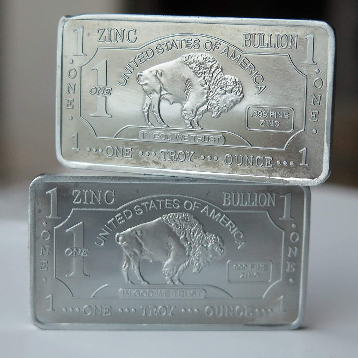 Metal Art Collection - 1 oz One Troy Ounce USA American Buffalo .999 Fine Zinc Bullion Bar Zn Element