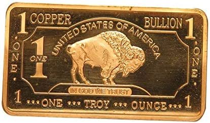 1 oz One Troy Ounce USA American Buffalo .999 Fine Copper Bullion Bar Ingot Cu Element CMCMINT