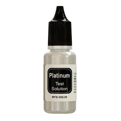 Front view of a Platinum Test Solution bottle labeled MTS-550.00 on a white background