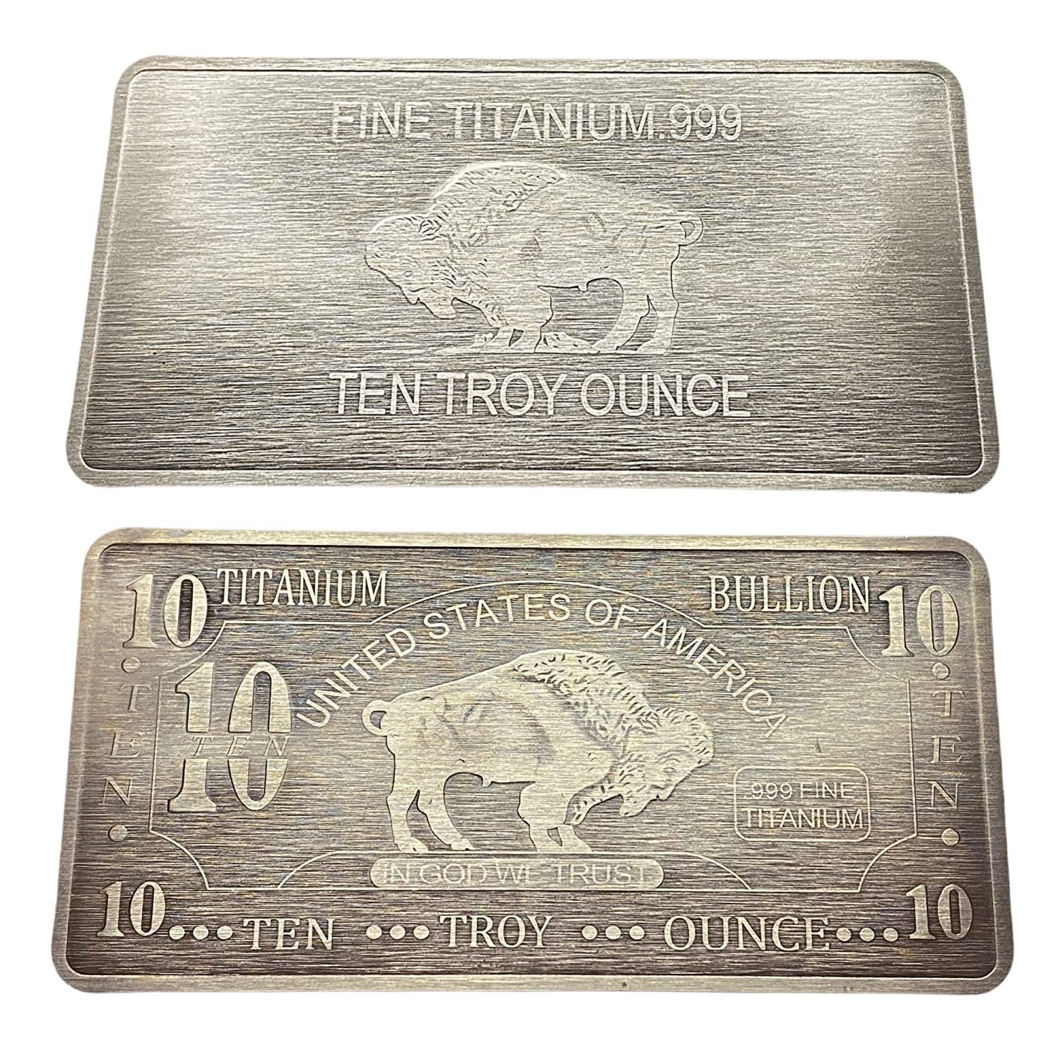 10 Ounce OZ 999 Fine Solid Titanium Precious Metal American Buffalo Ba ...