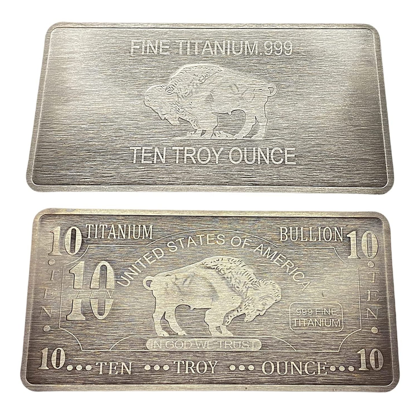 10 Ounce OZ 999 Fine Solid Titanium Precious Metal American Buffalo Bar Ingot Bullion Ti Element Chemistry Proof Mint Coin