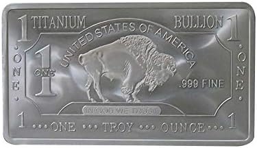 1 oz One Troy Ounce USA American Buffalo .999 Fine Titanium Bullion Bar Ti Element