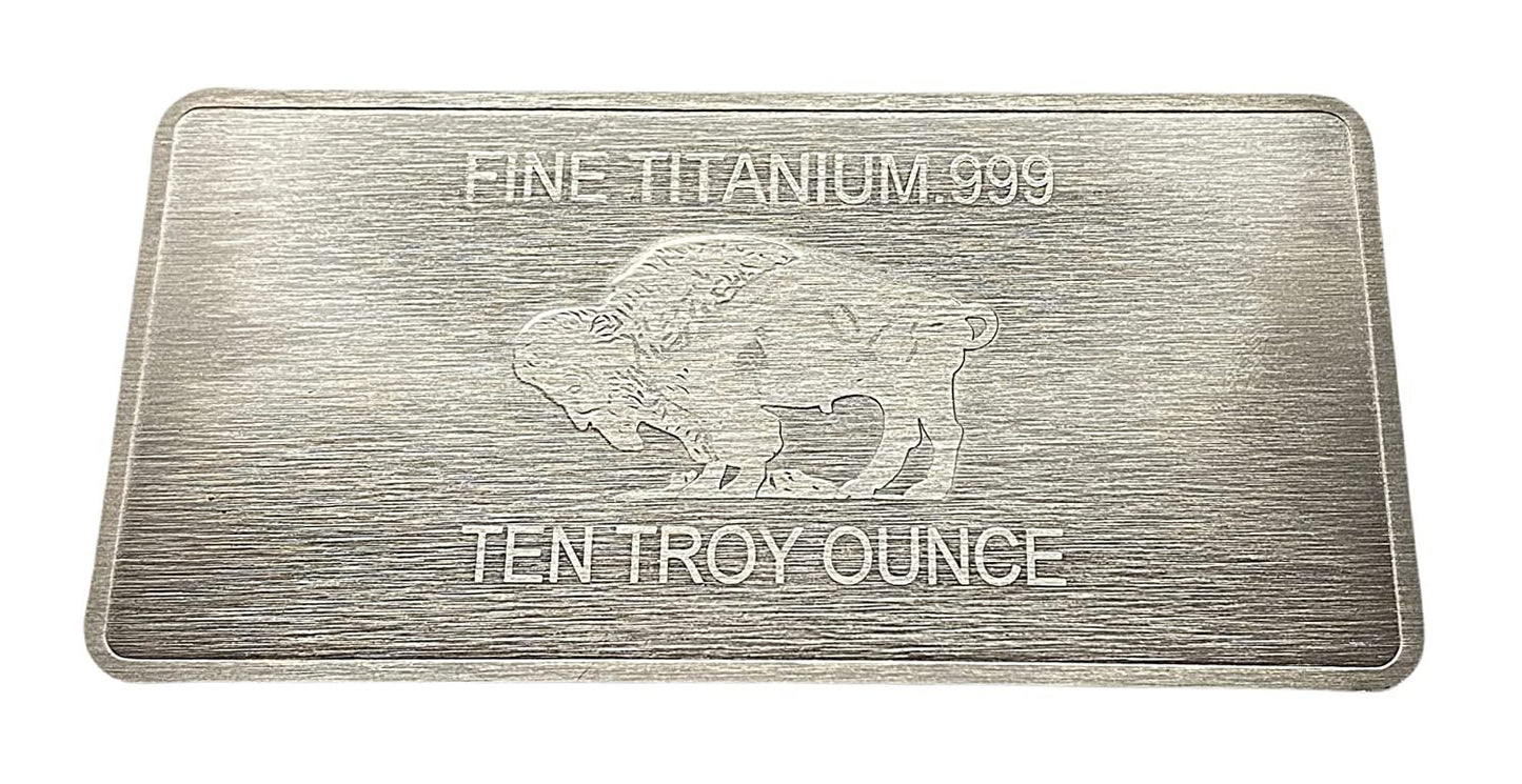 10 Ounce OZ 999 Fine Solid Titanium Precious Metal American Buffalo Bar Ingot Bullion Ti Element Chemistry Proof Mint Coin