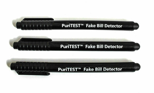 PuriTEST 3 Pack Counterfeit Money Detector Pen Marker Fake Dollar Bill Currency Check