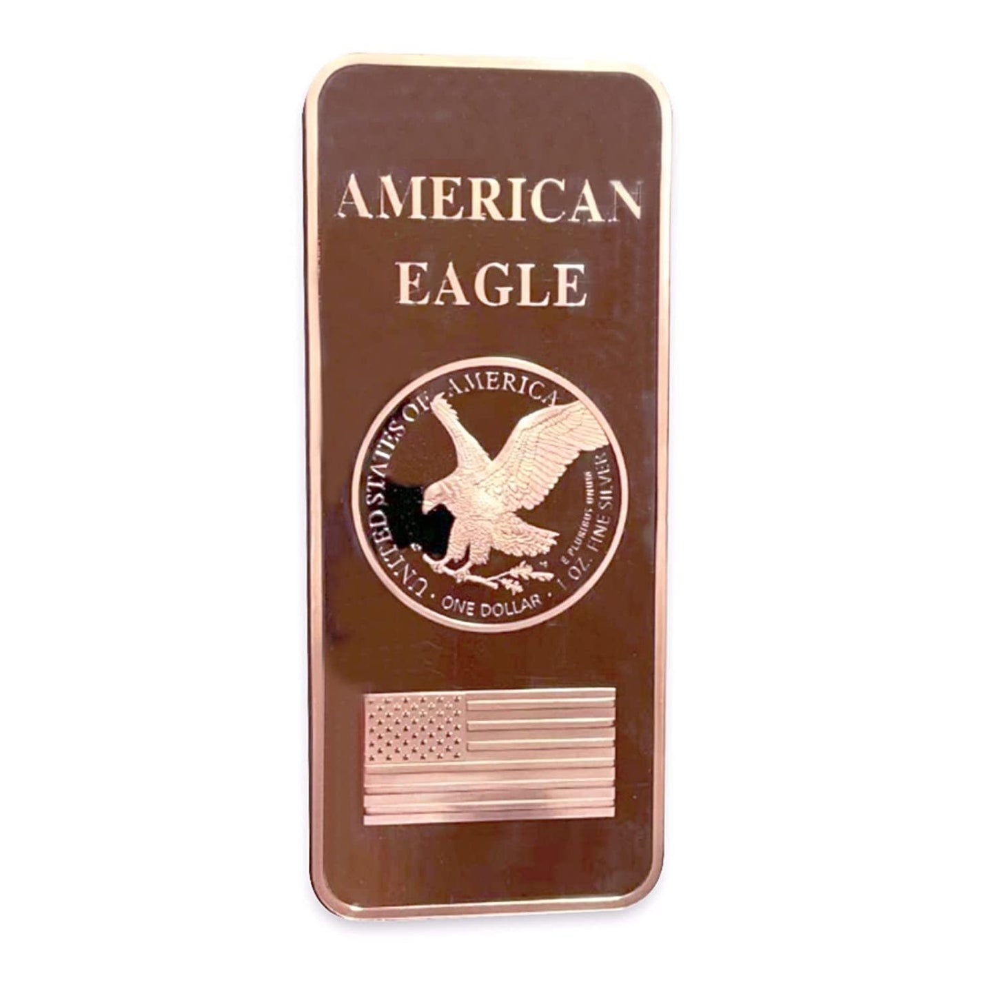 1 LB Troy Ounce/OZ .999 Pure American Metal Walking Liberty Eagle BAR Gold Copper Silver Precious Metals Pound Paperweight Pure Element CU Chemistry