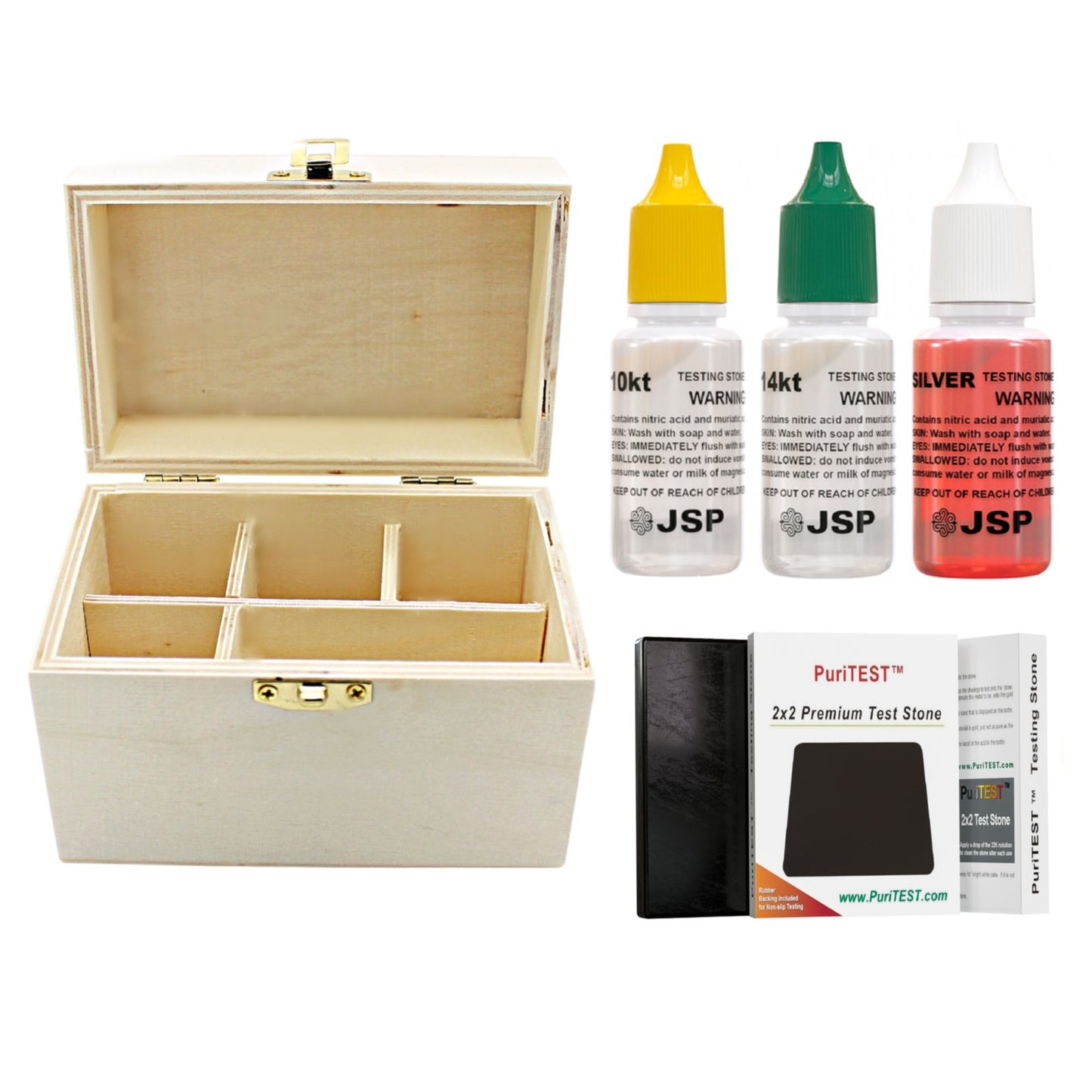 10k 14k Gold Silver Acid Jewelry Test Kit W/ Storage Box