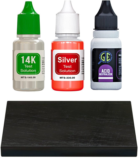 PuriTEST Gold & Silver Jewelry Test Acid Tester Kit 10k 14k .999 .925 Sterling Testing Stone Detect Precious Metals Oro