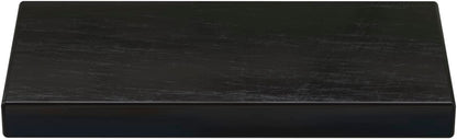 Front view of a black rectangular jewelry testing stone with a smooth dark surface on a plain background
