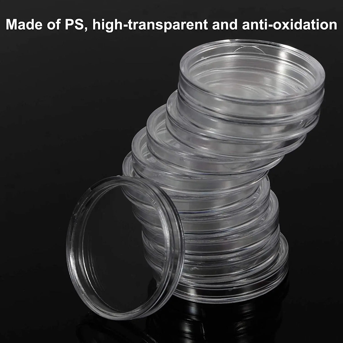 Capsules porte-pièces de 25 mm, contenants ronds en plastique transparent pour pièces de monnaie, jetons, fournitures de collection Capsules porte-pièces de 25 mm, contenants ronds en plastique transparent pour pièces de monnaie, jetons, fournitures de collection