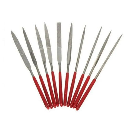 Set of 10 Steel Hand Jewelry Files Diamond Flat Tool Square Warding Knife Equaling Crossing Barrette Tapered Alloy GOLD TESTING EQUIPMENT