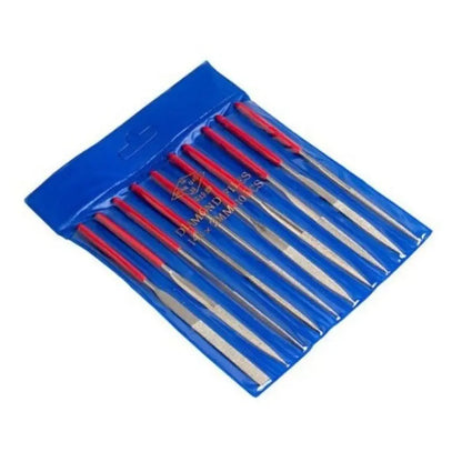 Set of 10 Steel Hand Jewelry Files Diamond Flat Tool Square Warding Knife Equaling Crossing Barrette Tapered Alloy GOLD TESTING EQUIPMENT