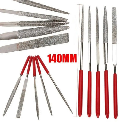 Set of 10 Steel Hand Jewelry Files Diamond Flat Tool Square Warding Knife Equaling Crossing Barrette Tapered Alloy GOLD TESTING EQUIPMENT